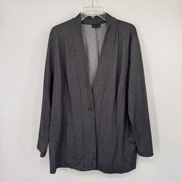 J. Jill Wearever Collection Womens  knit Jacket size XL Charcoal gray pockets - Picture 4 of 12